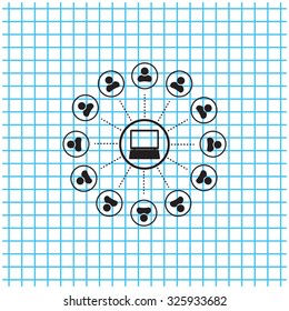 Global communication concept with flat icons. Vector illustration