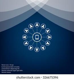 Global communication concept with flat icons. Vector illustration