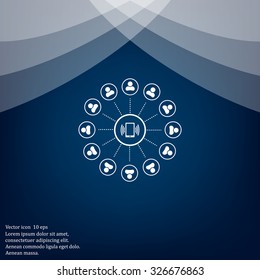 Global communication concept with flat icons. Vector illustration
