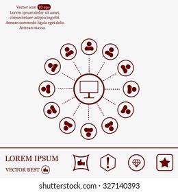 Global communication concept with flat icons. Vector illustration