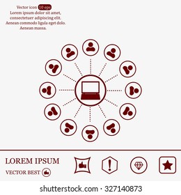 Global communication concept with flat icons. Vector illustration