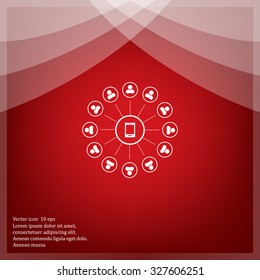 Global communication concept with flat icons. Vector illustration
