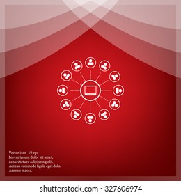 Global communication concept with flat icons. Vector illustration