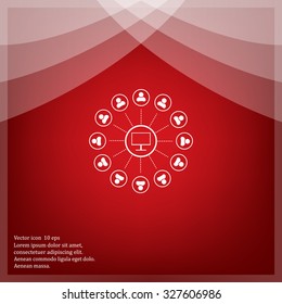 Global communication concept with flat icons. Vector illustration