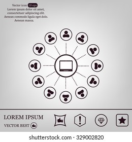 Global communication concept with flat icons. Vector illustration