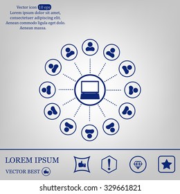 Global communication concept with flat icons. Vector illustration