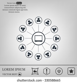 Global communication concept with flat icons. Vector illustration