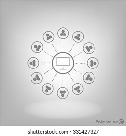 Global communication concept with flat icons. Vector illustration
