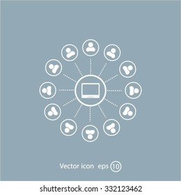 Global communication concept with flat icons. Vector illustration