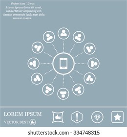 Global communication concept with flat icons. Vector illustration