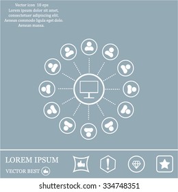 Global communication concept with flat icons. Vector illustration