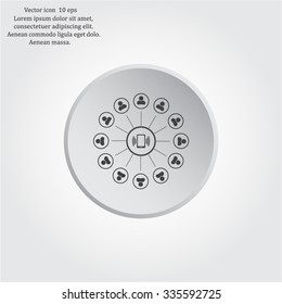 Global communication concept with flat icons. Vector illustration