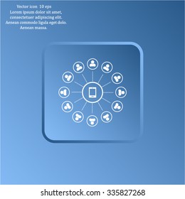 Global communication concept with flat icons. Vector illustration