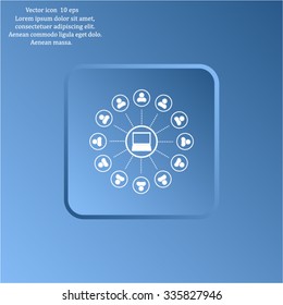 Global communication concept with flat icons. Vector illustration