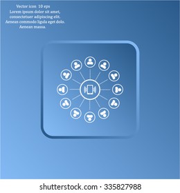 Global communication concept with flat icons. Vector illustration