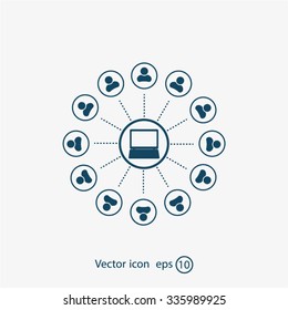 Global communication concept with flat icons. Vector illustration