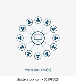 Global communication concept with flat icons. Vector illustration
