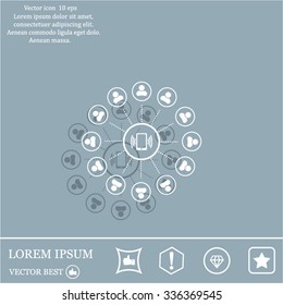 Global communication concept with flat icons. Vector illustration