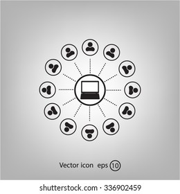 Global communication concept with flat icons. Vector illustration