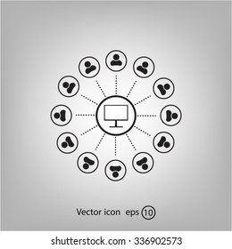 Global communication concept with flat icons. Vector illustration