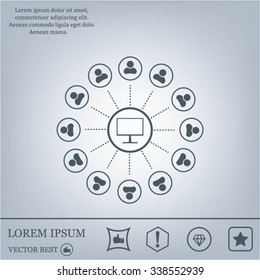 Global communication concept with flat icons. Vector illustration