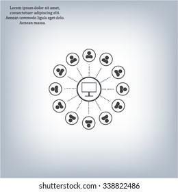Global communication concept with flat icons. Vector illustration