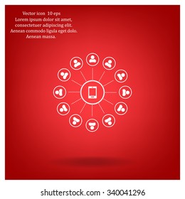 Global communication concept with flat icons. Vector illustration