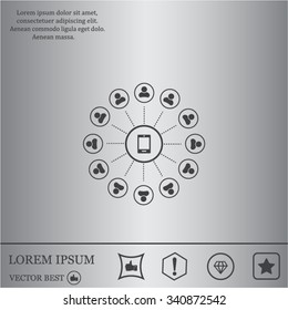 Global communication concept with flat icons. Vector illustration