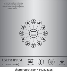 Global communication concept with flat icons. Vector illustration