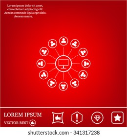 Global communication concept with flat icons. Vector illustration