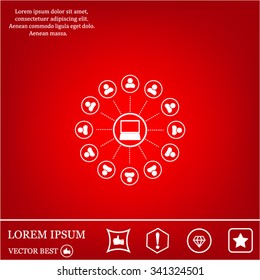 Global communication concept with flat icons. Vector illustration