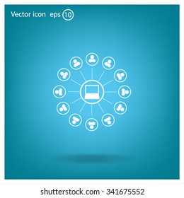 Global communication concept with flat icons. Vector illustration