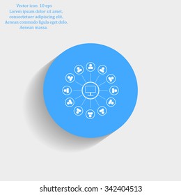 Global communication concept with flat icons. Vector illustration