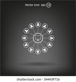 Global communication concept with flat icons. Vector illustration