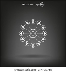Global communication concept with flat icons. Vector illustration