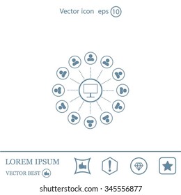 Global communication concept with flat icons. Vector illustration