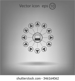Global communication concept with flat icons. Vector illustration