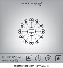 Global communication concept with flat icons. Vector illustration