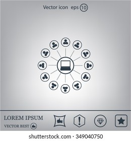 Global communication concept with flat icons. Vector illustration