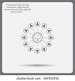 Global communication concept with flat icons. Vector illustration