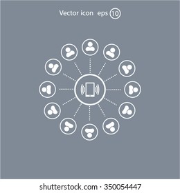 Global communication concept with flat icons. Vector illustration