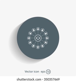 Global communication concept with flat icons. Vector illustration