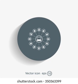 Global communication concept with flat icons. Vector illustration