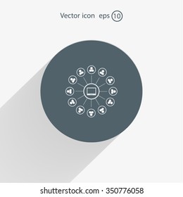 Global communication concept with flat icons. Vector illustration