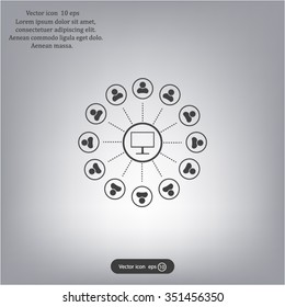 Global communication concept with flat icons. Vector illustration