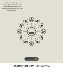 Global communication concept with flat icons. Vector illustration