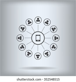 Global communication concept with flat icons. Vector illustration