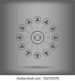 Global communication concept with flat icons. Vector illustration
