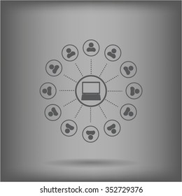 Global communication concept with flat icons. Vector illustration