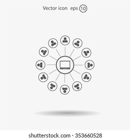 Global communication concept with flat icons. Vector illustration